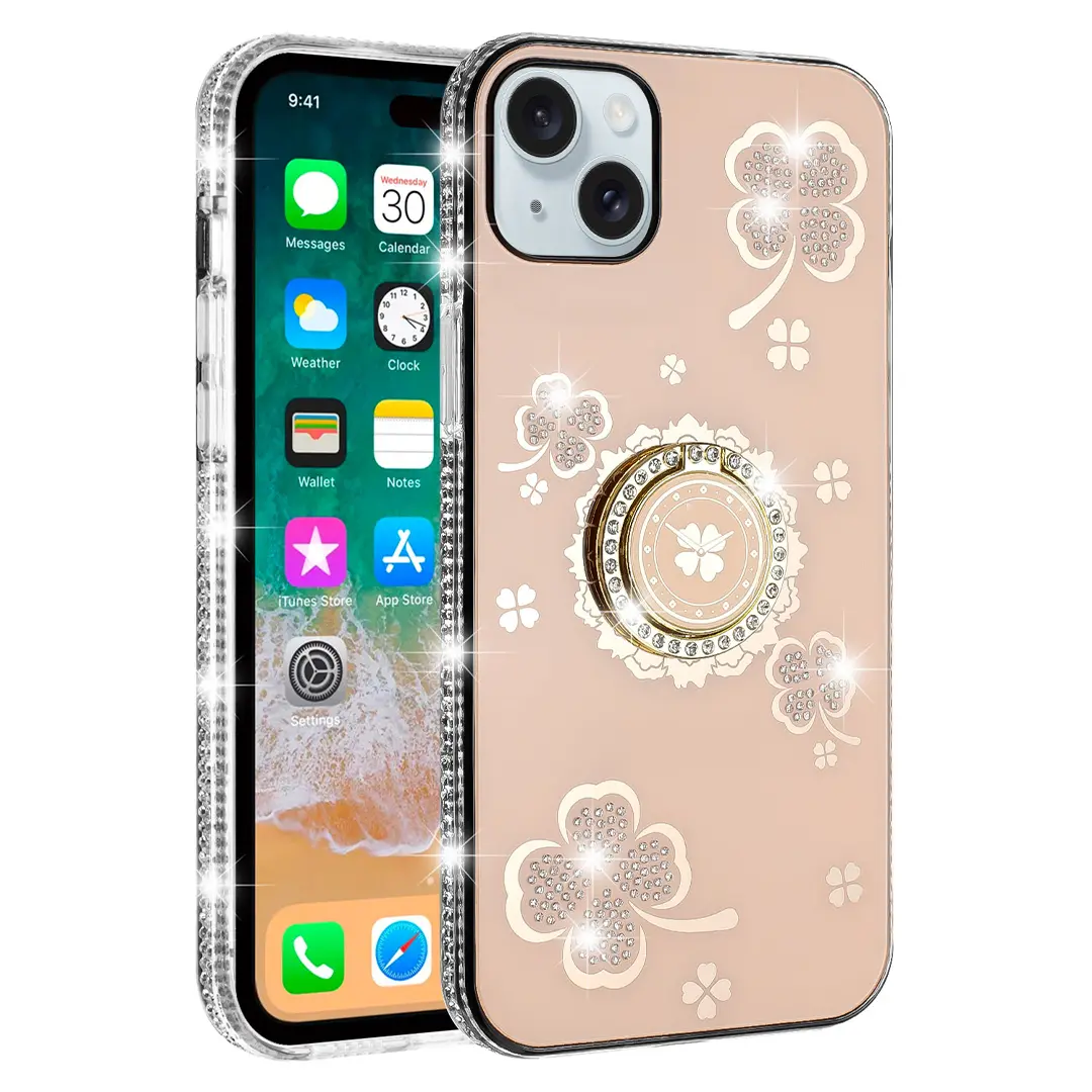 iPhone 15/iPhone 14/iPhone 13 Bling Diamond Lucky Case Gold